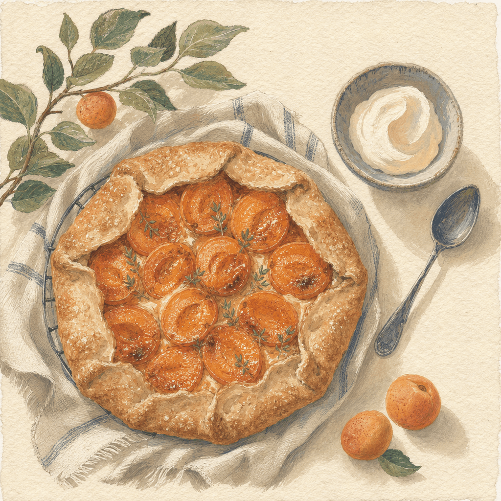 Apricot tart with cream